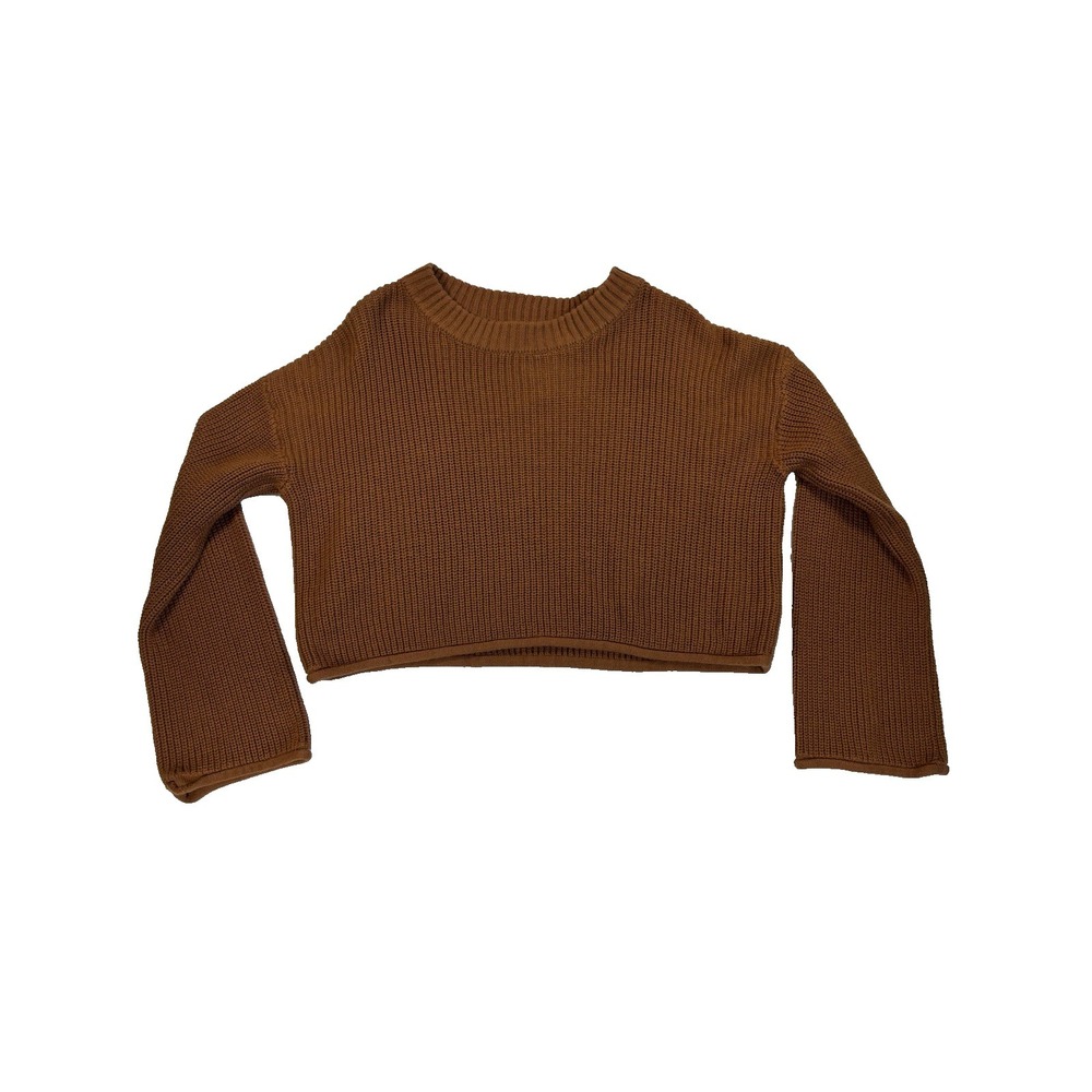 Wild Fable Juniors Lg Brown Cable Knit Mock Neck Cropped Sweater Cozy Y2K 90's